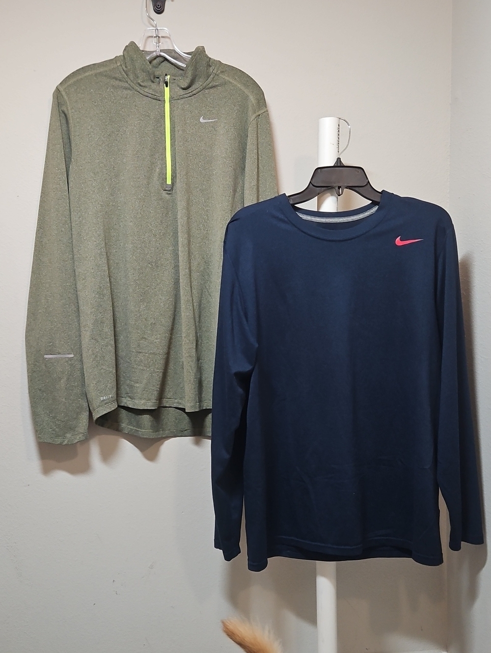 Large Nike Olive Green Quarter-Zip & Navy Long-Sleeve Top Set